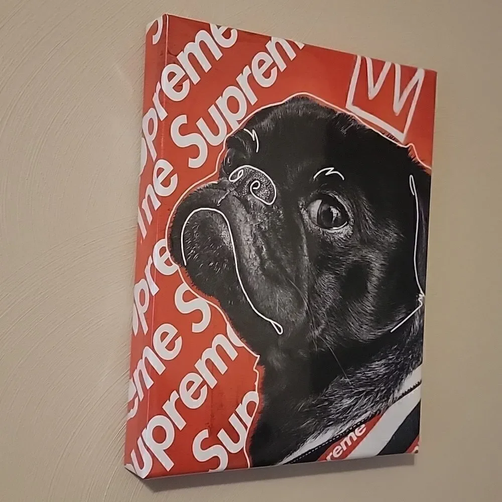 **HOST PICK** SUPREME OLIVER BLACK PUG GLOSSY CANVAS PRINT